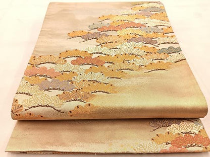 平和屋着物◎六通柄袋帯　唐織　笠松　金銀糸　正絹　逸品　BAAU6977yc