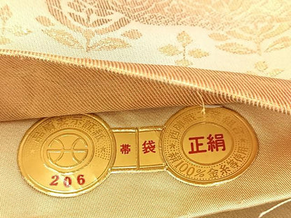 平和屋着物◎西陣　六通柄袋帯　更紗　金糸　証紙付き　正絹　逸品　BAAU6983yc