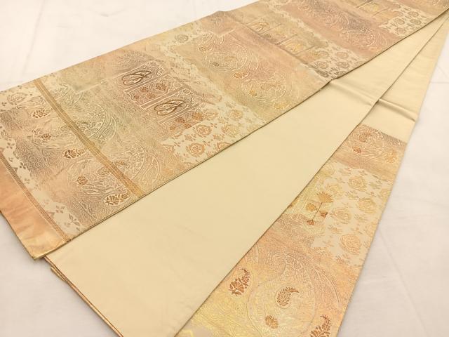 平和屋着物◎西陣　六通柄袋帯　更紗　金糸　証紙付き　正絹　逸品　BAAU6983yc