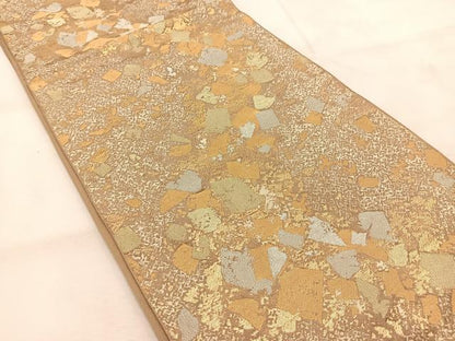 平和屋着物◎西陣　六通柄　本袋帯　箔散らし文様　金銀糸　正絹　逸品　BAAU6987yc