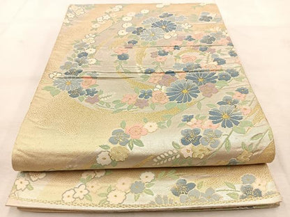 平和屋着物◎六通柄袋帯　唐織　花流水　金銀糸　正絹　逸品　BAAU6990yc