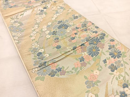 平和屋着物◎六通柄袋帯　唐織　花流水　金銀糸　正絹　逸品　BAAU6990yc