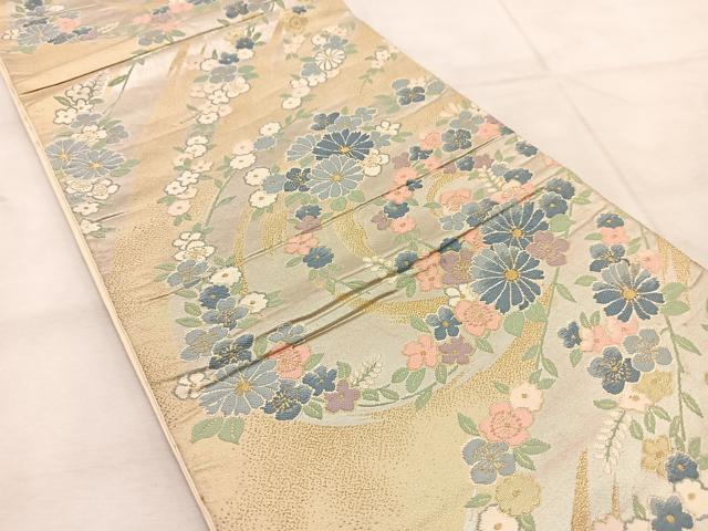 平和屋着物◎六通柄袋帯　唐織　花流水　金銀糸　正絹　逸品　BAAU6990yc