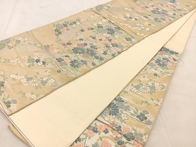 平和屋着物◎六通柄袋帯　唐織　花流水　金銀糸　正絹　逸品　BAAU6990yc