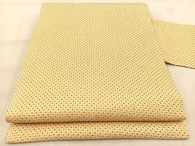 平和屋着物●全通柄九寸名古屋帯 支子色 総絞り 正絹 逸品 未使用 BAAU6995yc