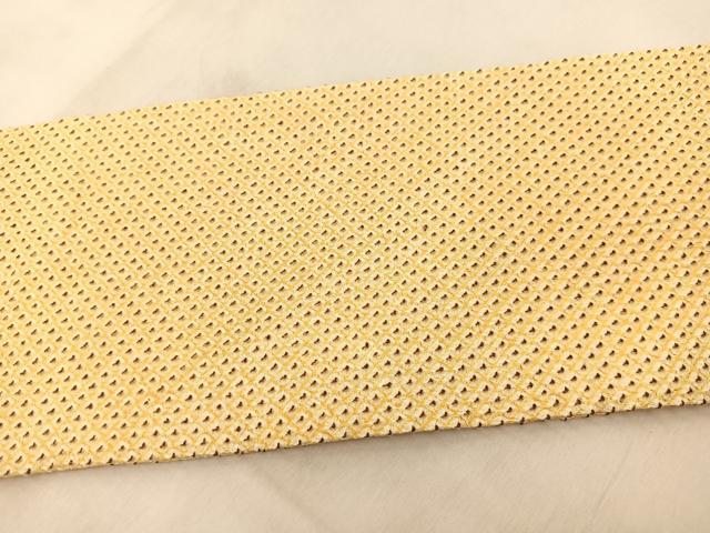 平和屋着物●全通柄九寸名古屋帯 支子色 総絞り 正絹 逸品 未使用 BAAU6995yc