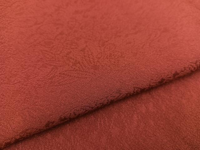 平和屋着物●上質な色無地 流水花地紋 紅海老茶色 正絹 逸品 BAAU7129gt