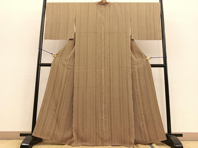 平和屋着物●上質な小紋　縞　正絹　逸品　BAAU7146gt