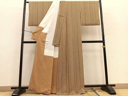 平和屋着物●上質な小紋　縞　正絹　逸品　BAAU7146gt