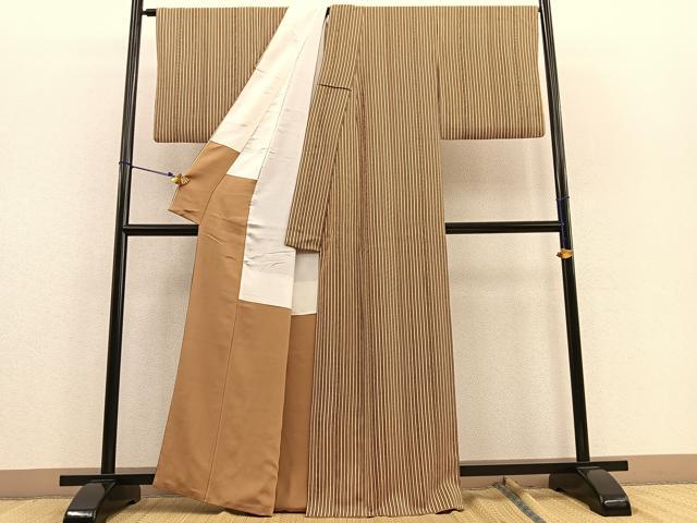 平和屋着物●上質な小紋　縞　正絹　逸品　BAAU7146gt