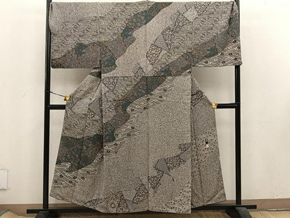 平和屋着物●男性　東京染伝統工芸士　金田昇　訪問着　花蝶文　キングサイズ　正絹　逸品　BAAU7230mz