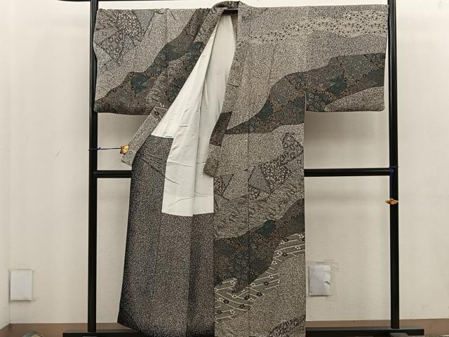 平和屋着物●男性　東京染伝統工芸士　金田昇　訪問着　花蝶文　キングサイズ　正絹　逸品　BAAU7230mz