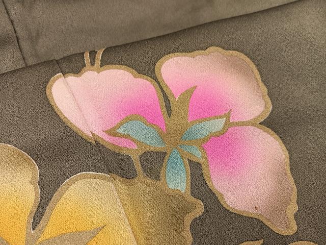 平和屋着物●訪問着　ロング丈　草花文　草花文　正絹　逸品　BAAU7232mz
