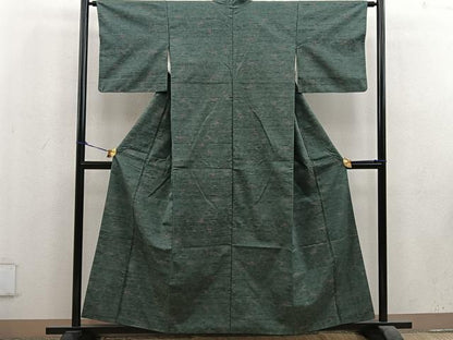 平和屋着物■上質な紬　草花文　正絹　逸品　BAAU7568mz