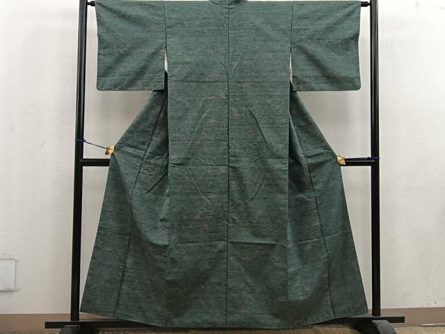 平和屋着物■上質な紬　草花文　正絹　逸品　BAAU7568mz