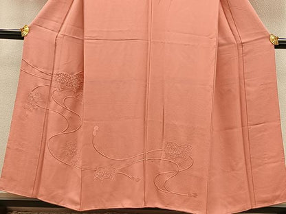 平和屋着物■豪華色留袖　総刺繍　冊子花文　珊瑚朱色　正絹　逸品　BAAU7581mz