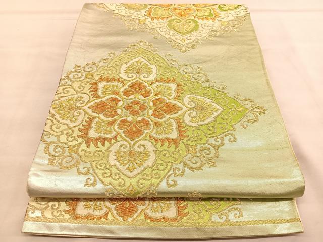 平和屋着物◎六通柄袋帯　花菱文　金糸　正絹　逸品　BAAU7604hv