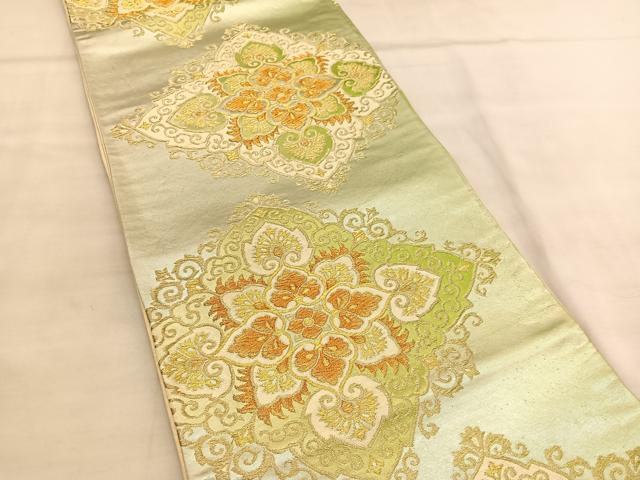 平和屋着物◎六通柄袋帯　花菱文　金糸　正絹　逸品　BAAU7604hv