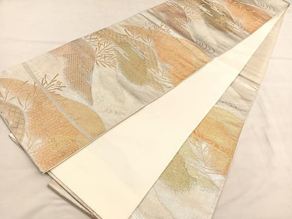 平和屋着物◎西陣　六通柄袋帯　流水重山文　金銀糸　正絹　逸品　BAAU7609hv