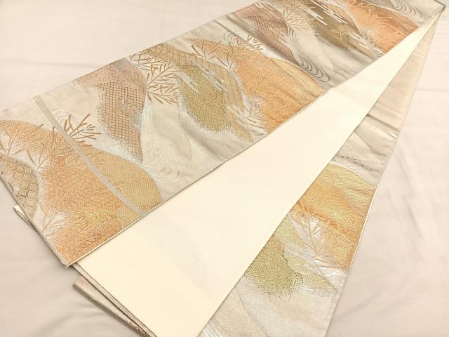 平和屋着物◎西陣　六通柄袋帯　流水重山文　金銀糸　正絹　逸品　BAAU7609hv
