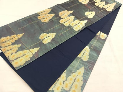 平和屋着物◎六通柄袋帯　樹林文　金糸　正絹　逸品　BAAU7612hv