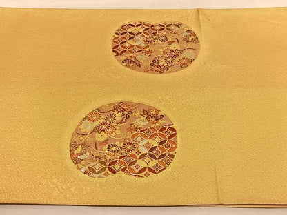 平和屋着物◎六通柄袋帯 唐織 松竹梅 七宝秋草文 金糸 正絹 逸品 BAAU7613hv