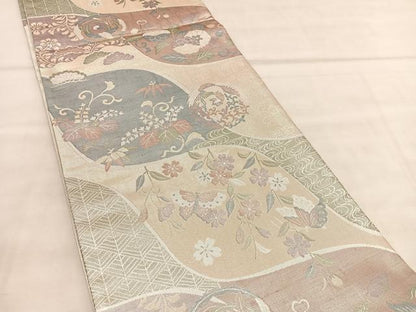 平和屋着物◎佐賀錦 六通柄袋帯 鳳凰花蝶文 金銀糸 正絹 逸品 BAAU7633hv