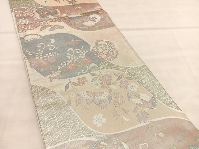 平和屋着物◎佐賀錦 六通柄袋帯 鳳凰花蝶文 金銀糸 正絹 逸品 BAAU7633hv