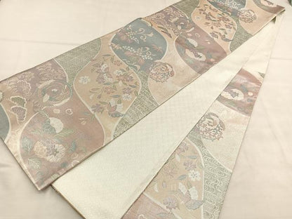 平和屋着物◎佐賀錦 六通柄袋帯 鳳凰花蝶文 金銀糸 正絹 逸品 BAAU7633hv