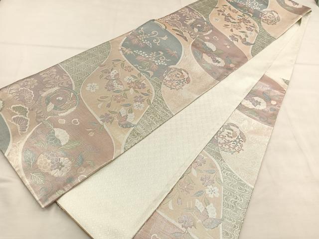 平和屋着物◎佐賀錦 六通柄袋帯 鳳凰花蝶文 金銀糸 正絹 逸品 BAAU7633hv