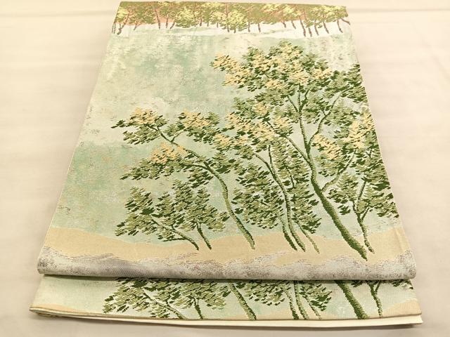 平和屋着物◎西陣　六通柄袋帯　唐織　樹林文　金糸　正絹　逸品　BAAU7640hv