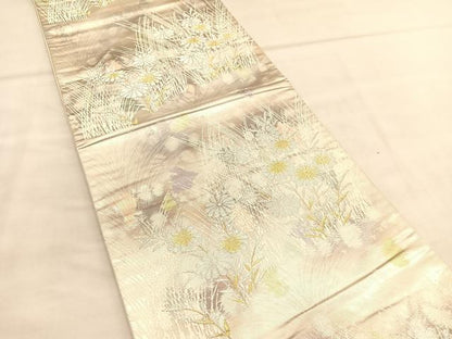平和屋着物◎六通柄袋帯 草花文 金銀糸 正絹 逸品 BAAU7642hv