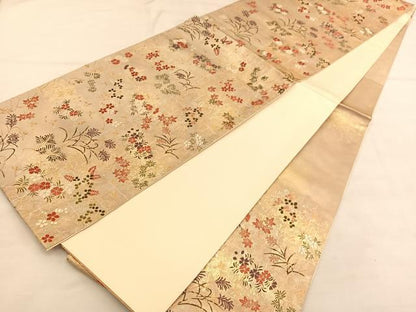 平和屋着物◎六通柄袋帯　唐織　花鳥文　金糸　正絹　逸品　BAAU7653hv