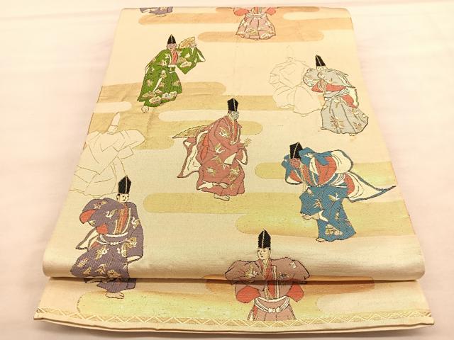 平和屋着物◎六通柄袋帯　唐織　人物文　金糸　正絹　逸品　BAAU7660hv