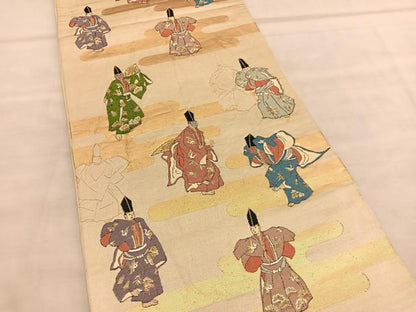平和屋着物◎六通柄袋帯　唐織　人物文　金糸　正絹　逸品　BAAU7660hv