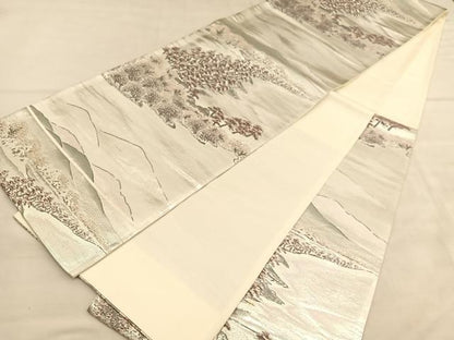 平和屋着物◎六通柄袋帯　唐織　浜松文　プラチナ二重箔　正絹　逸品　BAAU7665hv