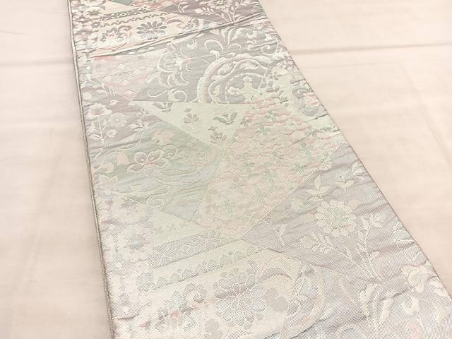 平和屋着物◎佐賀錦　六通柄袋帯　切嵌花唐草文　銀糸　正絹　逸品　BAAU7696hv