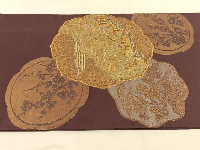平和屋着物◎太鼓柄袋帯 松竹梅楓文 金銀糸 正絹 逸品 BAAU7702hv