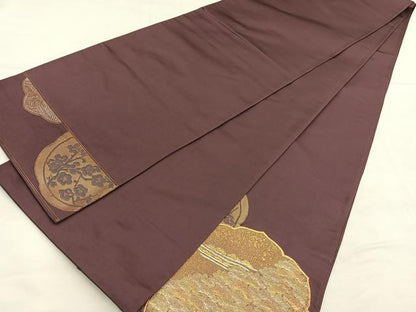 平和屋着物◎太鼓柄袋帯 松竹梅楓文 金銀糸 正絹 逸品 BAAU7702hv