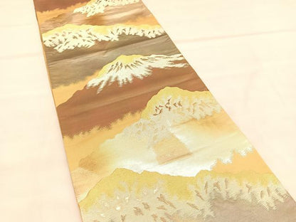 平和屋着物◎六通柄袋帯　遠山文　金銀糸　正絹　逸品　BAAU7705hv