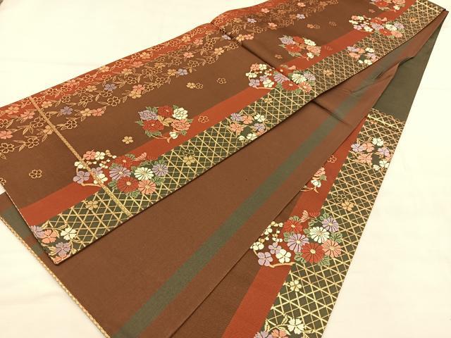 平和屋着物◎六通柄袋帯 唐織 枝垂れ桜花丸文 金糸 正絹 逸品 BAAU7710hv