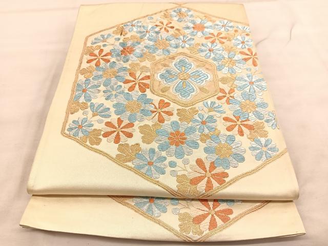 平和屋着物◎六通柄袋帯 亀甲花文 金銀糸 正絹 逸品 BAAU7712hv