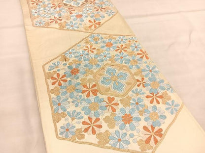 平和屋着物◎六通柄袋帯 亀甲花文 金銀糸 正絹 逸品 BAAU7712hv