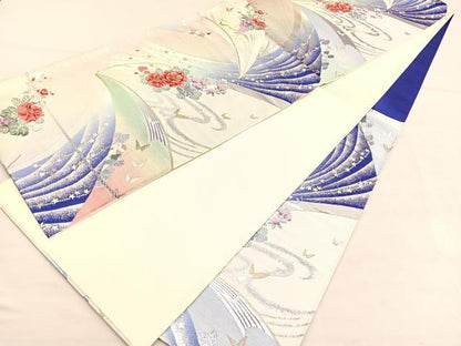 平和屋着物◎六通柄袋帯　唐織　花蝶星文　金銀糸　正絹　逸品　BAAU7719hv