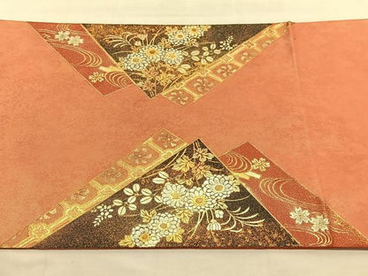 平和屋着物◎太鼓柄袋帯　菊流水筏文　金銀彩　正絹　逸品　BAAU7721hv