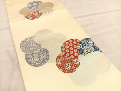 平和屋着物◎六通柄袋帯　唐織　捻梅　銀糸　正絹　逸品　BAAU7732hv