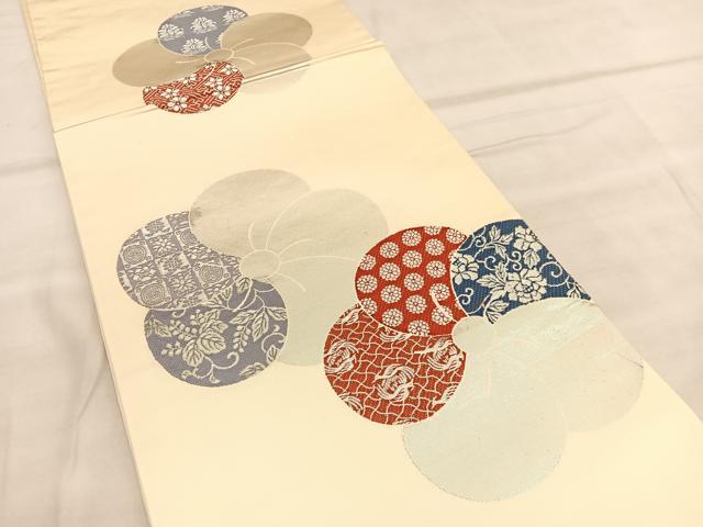 平和屋着物◎六通柄袋帯　唐織　捻梅　銀糸　正絹　逸品　BAAU7732hv