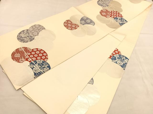 平和屋着物◎六通柄袋帯　唐織　捻梅　銀糸　正絹　逸品　BAAU7732hv