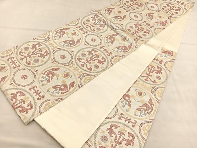 平和屋着物◎六通柄袋帯 インカ更紗 金糸 正絹 逸品 BAAU7743hv