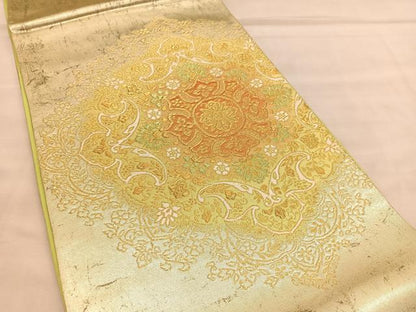 平和屋着物◎六通柄袋帯 唐織 宝相華花文 金糸 正絹 逸品 BAAU7751hv